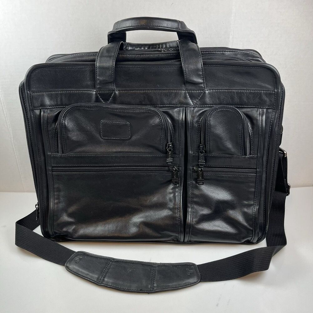 Vintage Tumi 9624D3 Black Napa Leather Laptop Expandable Briefcase 18x12x6